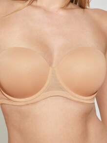 LUVLETTE Woman Lingerie Nude Breathable Strapless No-Show Seamless Push-Up Underwire T-Shirt Lingerie As Outerwear Basic Half Bra