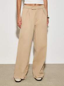 AiiRZ Pantalones deportivos de pierna ancha a medida, con pliegues frontales, pantalones jogger para usar en casa, ropa deportiva y casual, pantalones cómodos y elásticos para otoño e invierno, para uso en la oficina o en casa