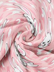 PopScrub Women's Cartoon Rabbit Print V-Neck Short Sleeve Scrub Uniform Top - Multicolor - View 4