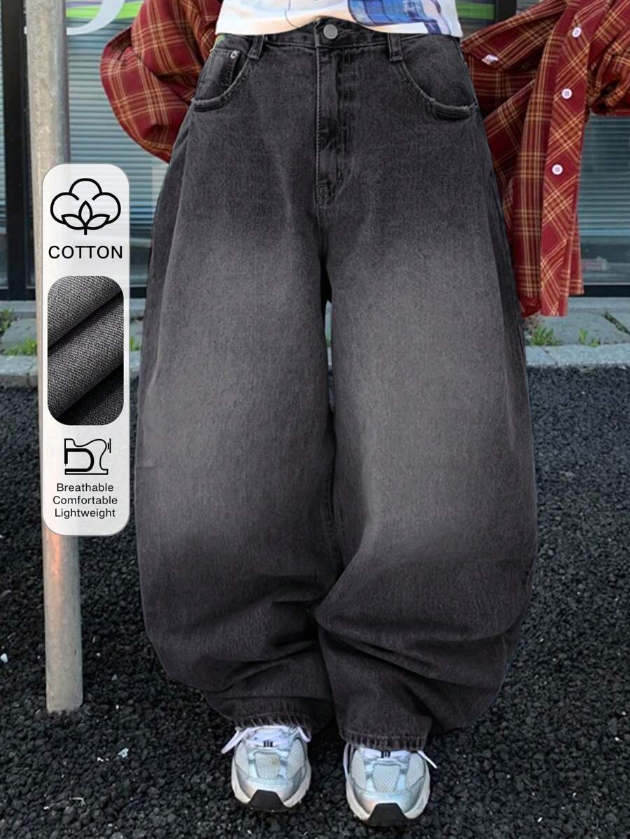 DAZY 女式复古水洗破洞牛仔裤，四季皆宜，宽松牛仔裤