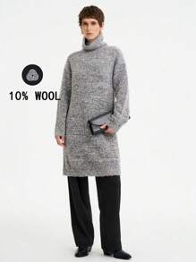 Aalyst Dames casual truijurk met hoge hals en gemengde stof, herfst/winter