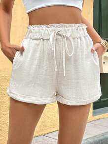 Calvaya Short d'été casual et confortable pour femmes avec taille élastique et poches véritable