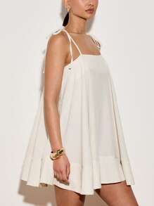 AiiRZ Áo ba lỗ buộc vai mùa hè, váy ngắn chữ A dài kiểu dáng thang, hoàn hảo cho kỳ nghỉ bãi biển, khu nghỉ dưỡng, mặc trong mùa lễ - trắng - Xem 5