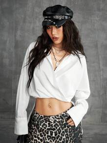 SHEIN EZwear Women's Spring And Summer Festival Date Night Going Out Basic White Blouses - White - View 3