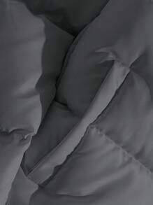 RueChic Men Allover Printed Lining Regular Hooded Padded Coat - Dark Grey - View 6