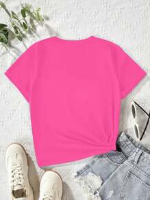 T-shirt à manches courtes avec graphique de capybara/bulle de thé, style casual, à la mode et confortable pour jeune fille, printemps/été