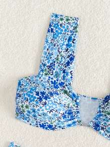 Springbreak Women's New Summer Random Ditsy Floral V-Neck Adjustable Strap Sweet Ditsy Flower Pattern Bikini Set - Multicolor - View 7