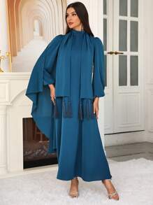 Al Najma 传统土耳其和阿拉伯风格女式长束腰外衣 - 水鴨藍 - 查看 5