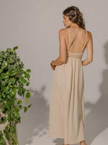 Aralina Boho Crochet Splice Maxi Dress Beach Vacation Outfits For Summer - White - View 2