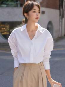 DAZY Women's Long Sleeve Shirt,Back To School Clothes,Fall Women Clothes - White - View 3