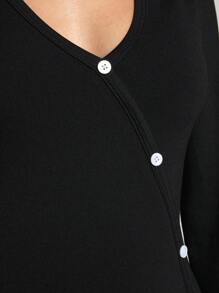 COSMINA Bộ đồ nữ 2 mảnh gồm áo tay dài cài cúc đơn và chân váy xếp ly, kiểu dáng thường ngày. - màu đen - Xem 7