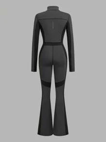In My Nature Women's Minimalist Fashion Casual Long Sleeve Jumpsuit For Everyday Wear - Dark Grey - View 2