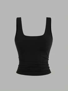 Sweetra Débardeur casual et polyvalent de couleur unie pour femmes