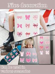 SHEIN 55 piezas de pegatinas de lazos, pegatinas de monogramas de estética vintage, pegatinas de lazos rosas impermeables de vinilo, para botellas de agua, portátiles, teléfonos, diarios, regalos para niños, niñas y mujeres