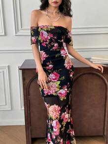 EastFlair Elegante off-shoulderjurk met bloemenprint voor dames