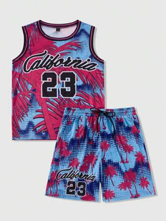 Prep 2 piezas Conjunto de Camiseta de Baloncesto para Hombre, Apropiado para Uso Diario, Primavera/Verano