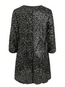 SHEIN CURVE+ 加大码凉爽连衣裙、减压装、优雅时尚女士长礼服 - 黑色 - 查看 2