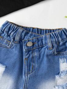 年轻女孩新款休闲时尚斜襟蓝色洗水牛仔短裤