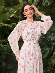 Modelyn Conjunto de 2 piezas para mujer: blusa con cuello cuadrado y mangas abullonadas, y falda plisada, para primavera/verano