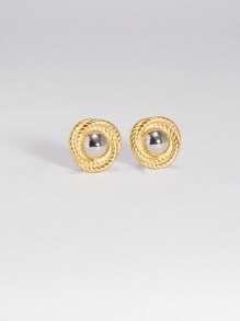 1 par de pendientes de botón de acero inoxidable chapado en oro de 18k con nudo elegante y resistente al agua, como regalo de Navidad y invierno