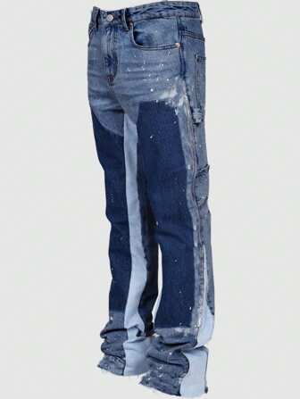 Street Life Men's Colorblock Straight Fit Casual Jeans With Contrast Pockets, School