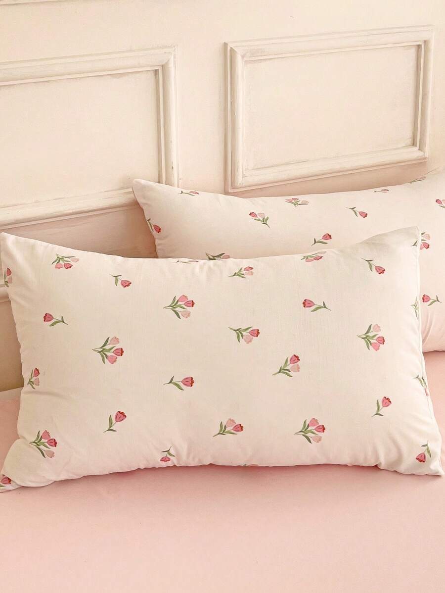 2pcs Floral Printed Breathable Washable Pillowcase Set, For Boys/Girls Dorm, Dorm Decor (Inner Pillow Not Included) - Multicolor - View 1