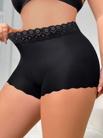 Miss Vinta 1 st Plus Size Damer Seamless Spets Trim Brief Underkläder