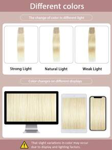 4PCS With 8 Clips Straight Clip In Hair Extensions 100% Real Human Hair Color 613# Light Blonde 12-18 Inch Double Weft Invisible Clip Hair Extensions Remy Natural Human Hair For Women Girl Daily Full Head Use Halloween Costumes