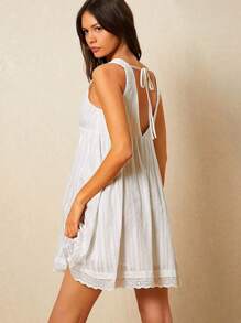 Poéselle 女士连衣裙 棉质提花露背连衣裙 下摆蕾丝 女士吊带背心 迷你连衣裙 女士连衣裙 太阳裙 夏季女装 夏季女装 波西米亚风白色连衣裙 沙滩女装 夏季服装 女士西装 春季女装 春季女装 复活节女装 Y2k 服装 春季连衣裙 节日服装 婚纱 白色可爱夏季女装 女士服装 休闲女装 女牛仔女装 节日服装 - 白色 - 查看 5