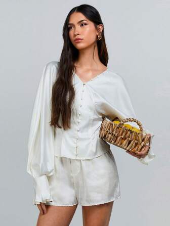 Athîral 女士简约纯色长袖衬衫，适合夏季