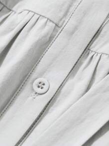 FRIFUL Áo cánh dài tay đơn sắc cài nút phía trước cho nữ - Xám - Xem 3