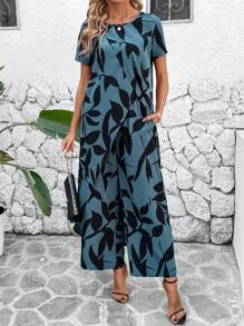 SHEIN Clasi 2 件女士度假休闲花卉印花开叉下摆上衣和裤子套装夏季女装两件套女士度假装女士套装 - 彩色 - 查看 5