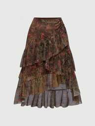 Hippie Boho Ruffled Layered Plus Size Skirt, Minimalist & Fashionable