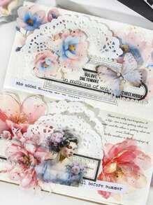 10 件/包 复古大尺寸铝箔花卉植物闪亮花朵装饰贴纸 适用于日记本剪贴簿