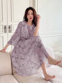 DAZY Women's Elegant Allover Print Pleated Dress, Spring/Summer Floral Sundress