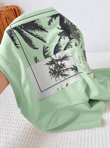 Young Boy Graphic Print Round Neck Short Sleeve T-Shirt