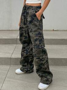 DAZY Women's Camouflage Pants With Stylish Pocket Design - Army Green - View 8