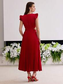 MOTF Soiréza VESTIDO PLISSADO COM DECOTE FINO - Vermelho - Ver 4