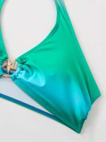 SHEIN Swim Oasis Plus Size 3-Piece Swimwear Set: Starfish Accent Multi-Color Placement Print Swim Cover-Up For Women, Summer Beach Vacation - Multicolor - View 6