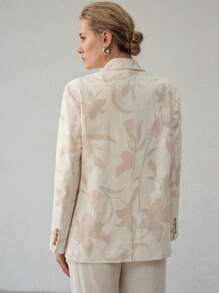 MOTF PREMIUM LINEN FLORAL PRINT CASUAL OFFICE BLAZER - Apricot - View 3