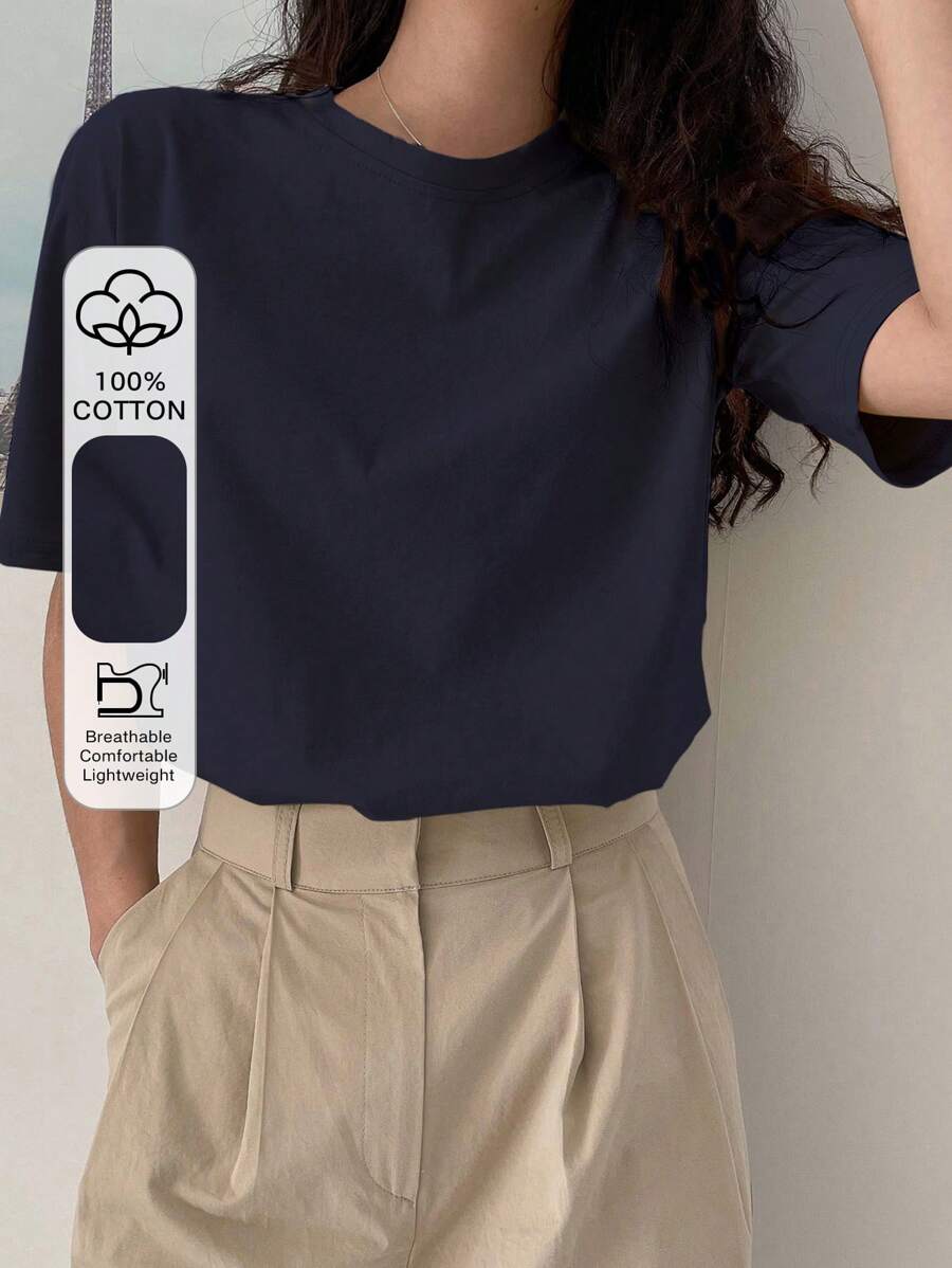 DAZY Solid Drop Shoulder Tee Summer