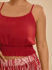 Travachic Set da spiaggia, composto da: top corto in stile vintage con stampa floreale geometrica e pantaloni larghi con tasche, per donne taglie forti, adatto per vacanza e uso casual