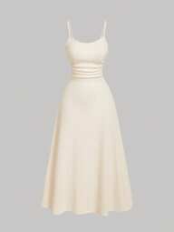 SHEIN MOD Women's Apricot Casual Romantic Sleeveless Dress