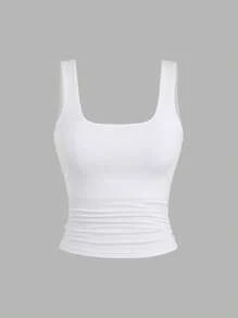 Sweetra Débardeur casual et polyvalent de couleur unie pour femmes