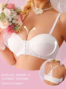 1pc Women's Front Closure Underwire Bra - White - View 4