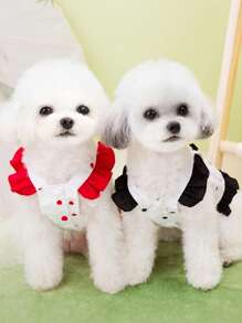 PETSIN Red Cute Sweet Lady Butterfly Ruffle Polka Dot Pet Leash Dress, Spring/Summer - Red - View 4