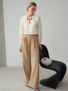 MOTF PREMIUM FOLD PLEATED STRAIGHT LEG SUIT PANTS - Khaki - View 6