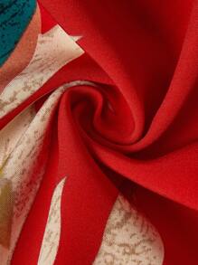 SHEIN LUNE Plus Size Women Tropical Plant Print V-Neck Sleeveless Casual Dress - Multicolor - View 5