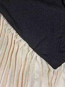Rafferiza Vestido largo elegante de mujer con hombro oblicuo, cintura fruncida y bajo fruncido - Albaricoque - Ver 7