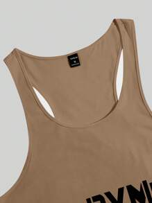 Manfinity Homme Men's Simple Fashion Tank Top, Suitable For Summer Gym Men Clothes Gym Tops Men Workout Tops Men - Khaki - View 5